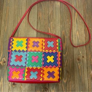 Sharif USA Vintage Crossbody Purse Colorful Granny Square Fun 80’s 90’s Retro